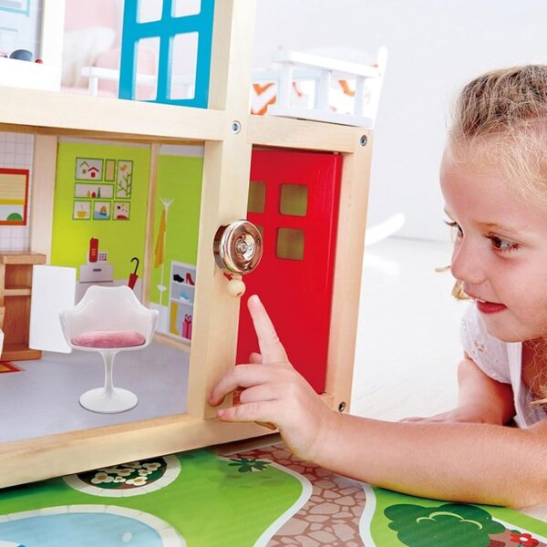 Stuhl für 1:6-Puppen mit Kissen und 360°-Drehung aus Kunststoff und Stoff