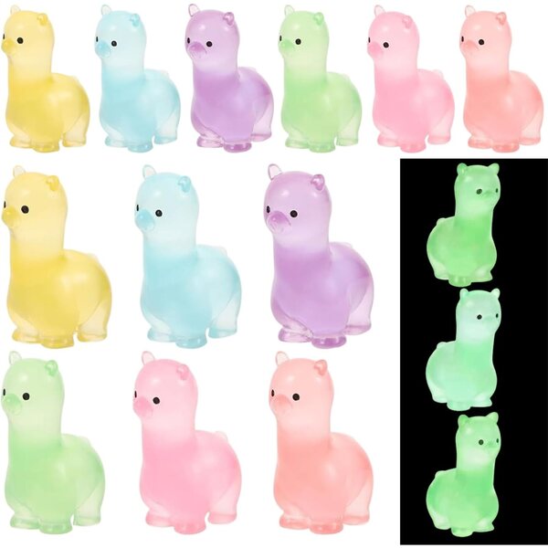 Mini Alpaca in Resina Luminescente, Set da 12 in 6 Colori per Diorami e Decorazioni