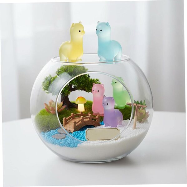 Mini Alpaca in Resina Luminescente, Set da 12 in 6 Colori per Diorami e Decorazioni