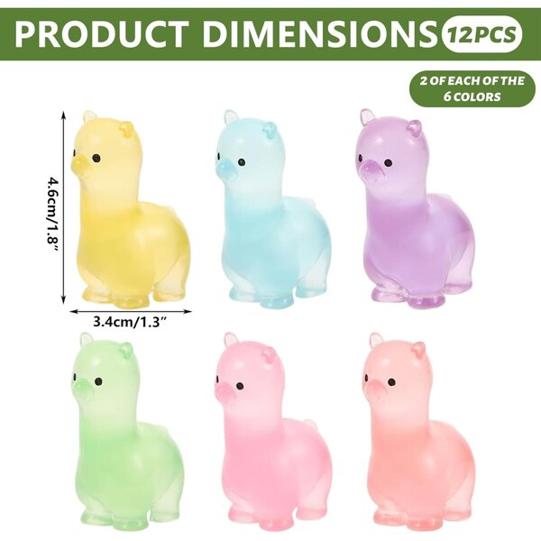 Mini Alpaca in Resina Luminescente, Set da 12 in 6 Colori per Diorami e Decorazioni