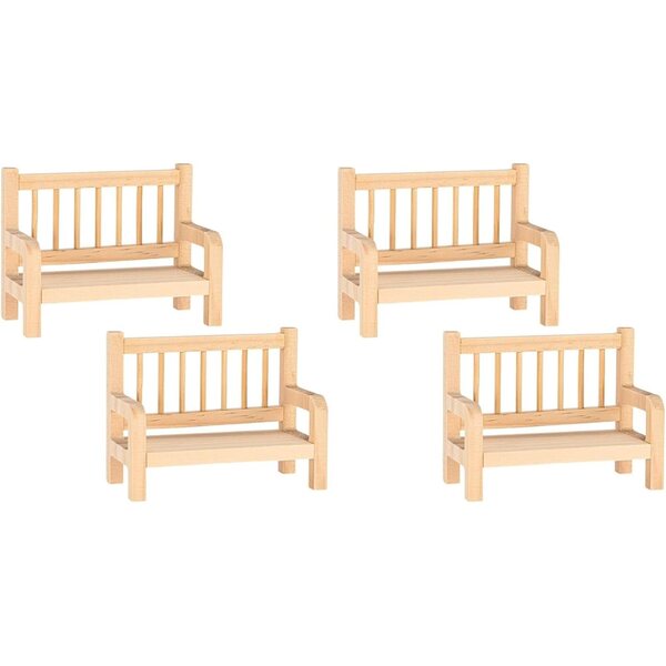 Miniatur-Holzbänke 10 x 4,4 x 7,5 cm – Set mit 2 Teilen zum Modellieren und Dekorieren
