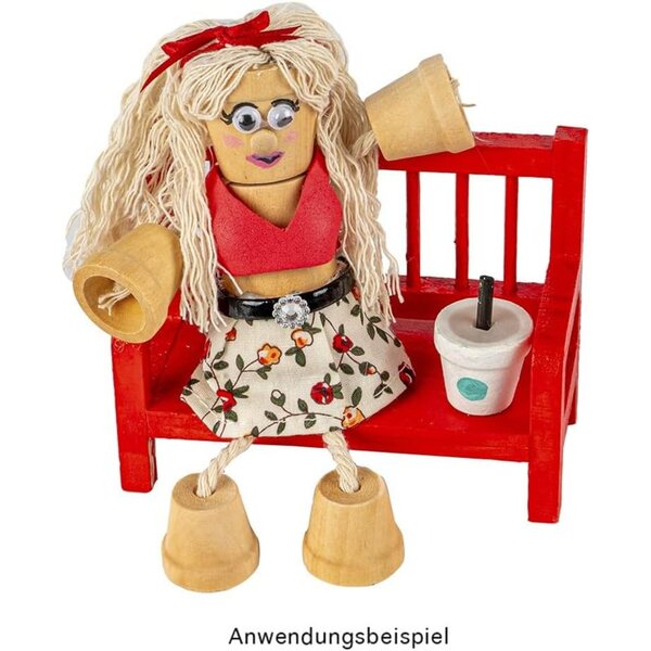 Miniatur-Holzbänke 10 x 4,4 x 7,5 cm – Set mit 2 Teilen zum Modellieren und Dekorieren
