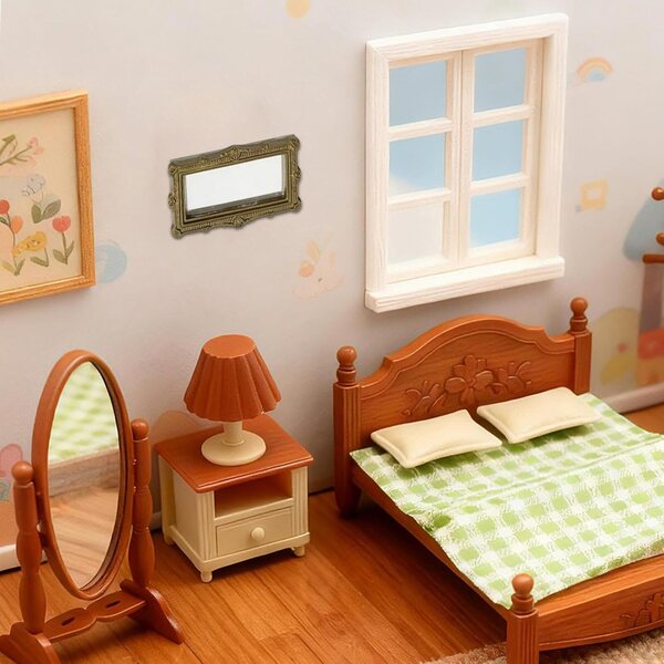 Mini Specchio Vintage per Casa delle Bambole in Resina 4,2x2,5x0,6 cm Design Europeo
