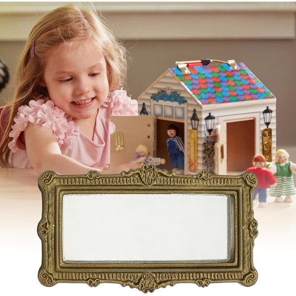 Mini Specchio Vintage per Casa delle Bambole in Resina 4,2x2,5x0,6 cm Design Europeo