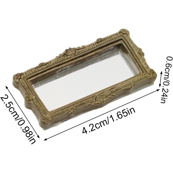 Mini Specchio Vintage per Casa delle Bambole in Resina 4,2x2,5x0,6 cm Design Europeo