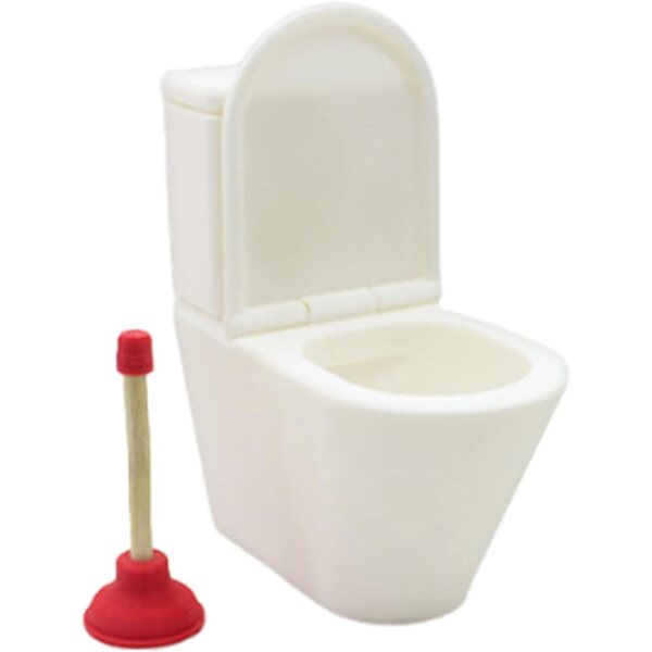 1/12 Puppenhaus-Miniatur-Toilette mit Trockenständer und Figur – realistische Dekoration
