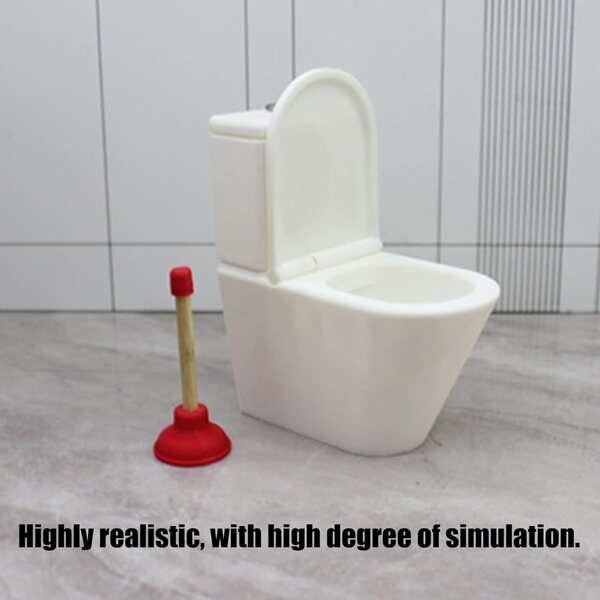 1/12 Puppenhaus-Miniatur-Toilette mit Trockenständer und Figur – realistische Dekoration