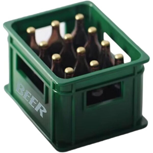 Miniatur-Bierkessel und Flaschen für Puppenhaus 1:12, realistisches dekoratives Accessoire
