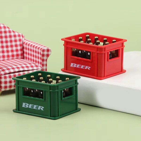 Miniatura Bierkiste e Bottiglie per casa delle bambole 1:12 Accessorio Decorativo Realistico