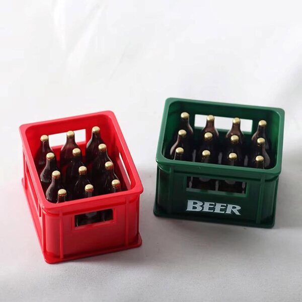 Miniatura Bierkiste e Bottiglie per casa delle bambole 1:12 Accessorio Decorativo Realistico