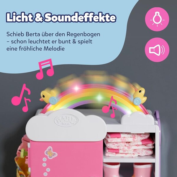 BABY born armadio arcobaleno con luci e suoni per organizzare abiti e accessori bambole