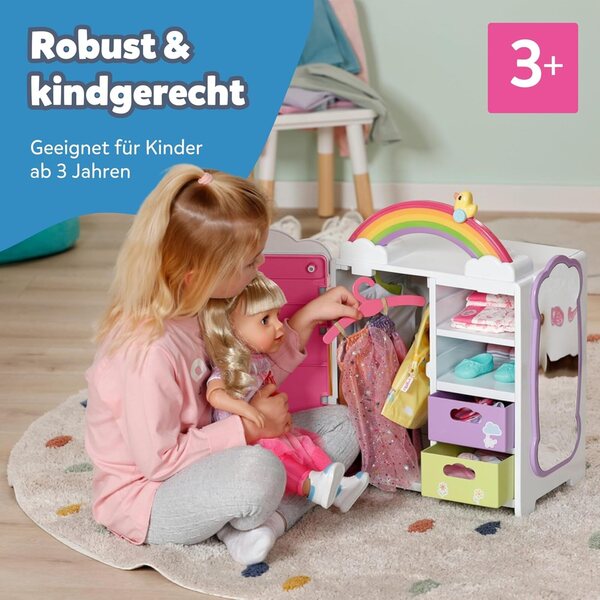 BABY born armadio arcobaleno con luci e suoni per organizzare abiti e accessori bambole