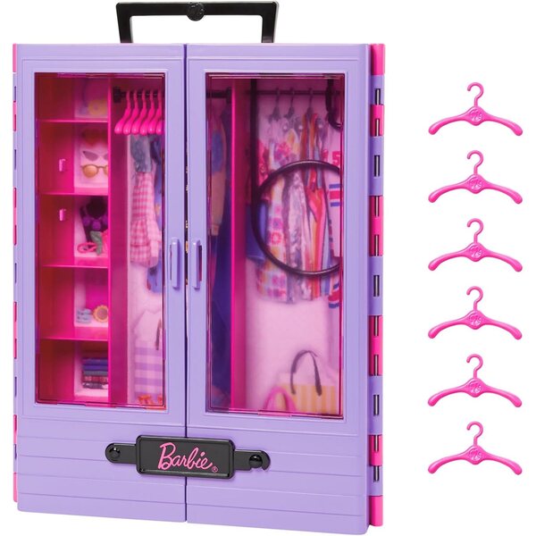 Barbie Kleiderschrank Ultimate Closet per organizzare abiti e accessori con 6 appendini