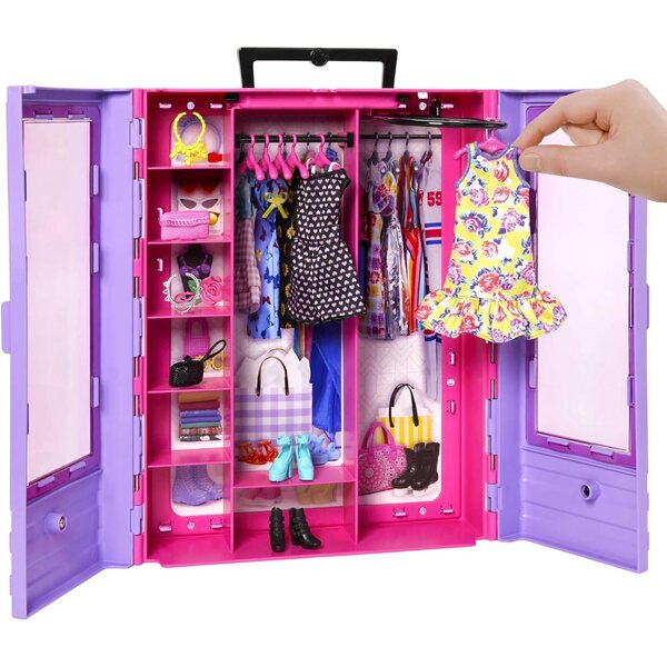 Barbie Kleiderschrank Ultimate Closet per organizzare abiti e accessori con 6 appendini