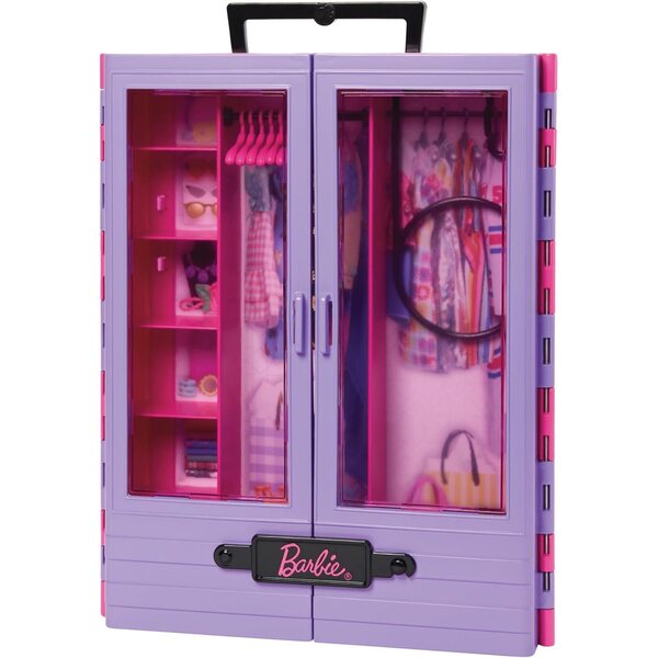 Barbie Kleiderschrank Ultimate Closet per organizzare abiti e accessori con 6 appendini