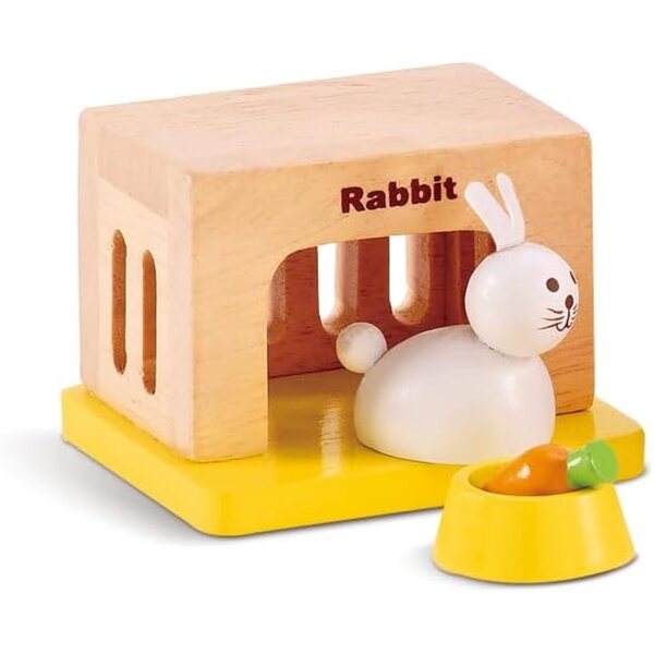 Hape Holzhaustiere-Set für Puppenhäuser, 3 Figuren für Kinder ab 3 Jahren