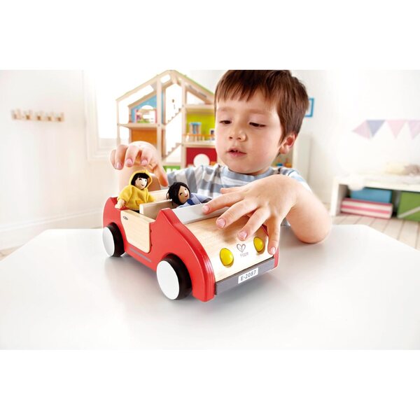 Hape Familienauto Puppenhaus aus Holz, Lernspielzeug für Kinder ab 3 Jahren