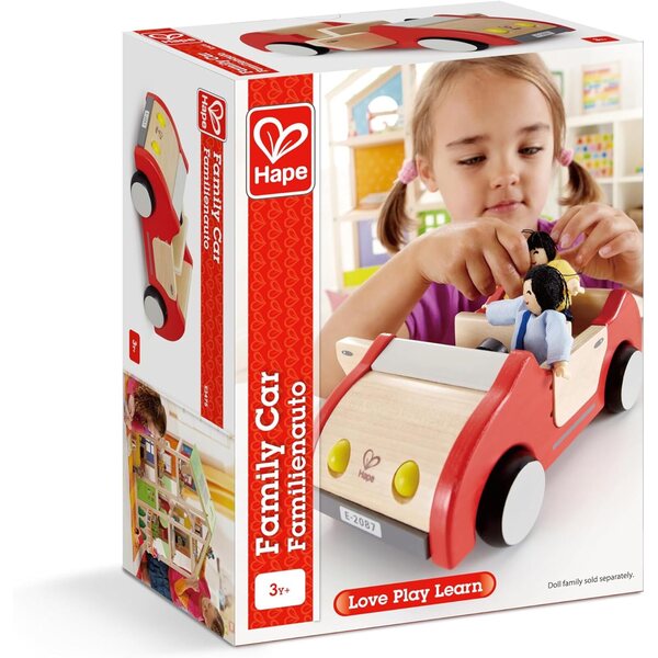 Hape Familienauto Puppenhaus aus Holz, Lernspielzeug für Kinder ab 3 Jahren