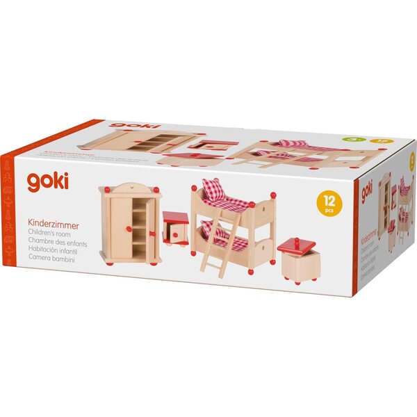 Mobili per cameretta per bambole Goki in legno per casa delle bambole - giocattoli sostenibili a partire da 3 anni