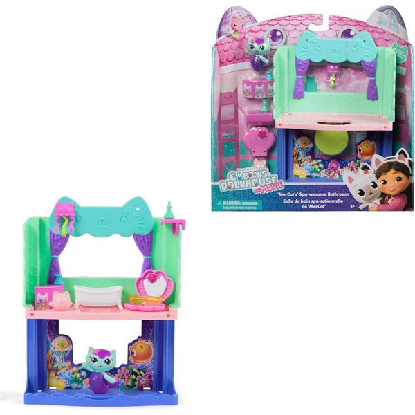 GABBY'S DREAMWORKS DOLLHOUSE Spa-tastisches Badezimmer-Set mit Figuren und Zubehör