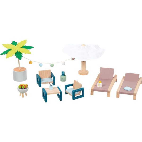 goki Set Mobili da Esterno Mallorca in Legno 17 pezzi per Bambini da 3 Anni