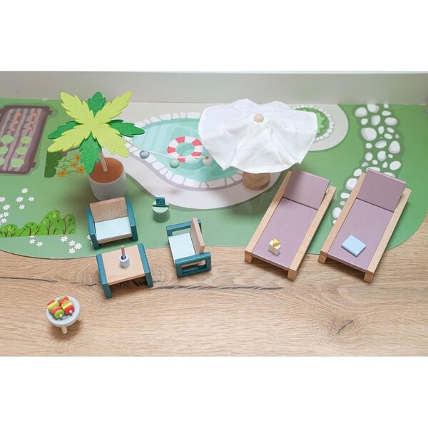 goki Set Mobili da Esterno Mallorca in Legno 17 pezzi per Bambini da 3 Anni