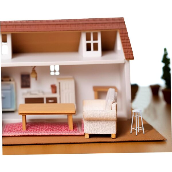 Set 3 Mini Barhocker in Legno Bianco 1:12 per casa delle bambole e Decorazioni