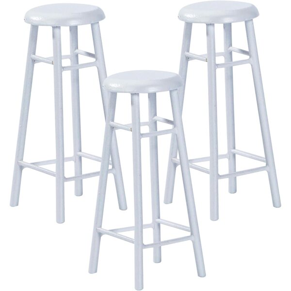 Set 3 Mini Barhocker in Legno Bianco 1:12 per casa delle bambole e Decorazioni