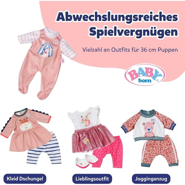 BABY born Strampelanzug con motivo circo per bambole 36 cm, morbido e colorato