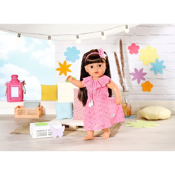 BABY Born Trendy abito floreale rosa Spitzenstoff con Haarband per bambole 43 cm