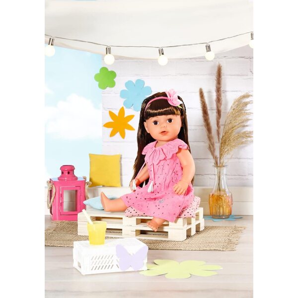BABY Born Trendy abito floreale rosa Spitzenstoff con Haarband per bambole 43 cm