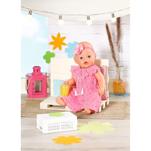BABY Born Trendy abito floreale rosa Spitzenstoff con Haarband per bambole 43 cm