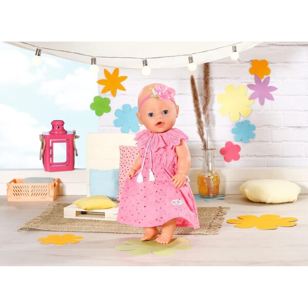 BABY Born Trendy abito floreale rosa Spitzenstoff con Haarband per bambole 43 cm