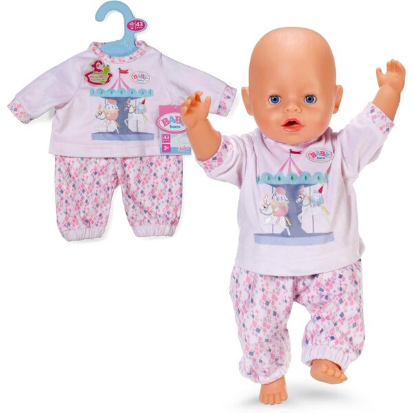 BABY born Pigiama con Maglia Maniche Lunghe e Leggings Colorati per Bambole 43 cm
