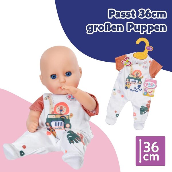 BABY born tutina con motivo giungla e maniche corte - abbigliamento per bambole 36 cm