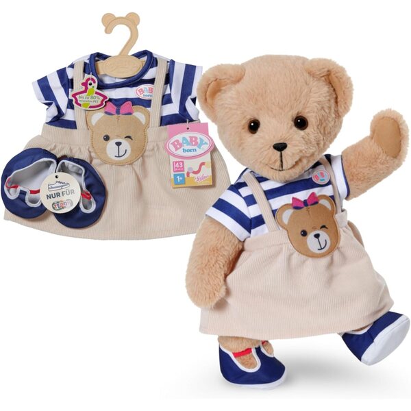BABY Born Teddy vestito a righe con borsa orsetto e scarpe per bambole 43 cm