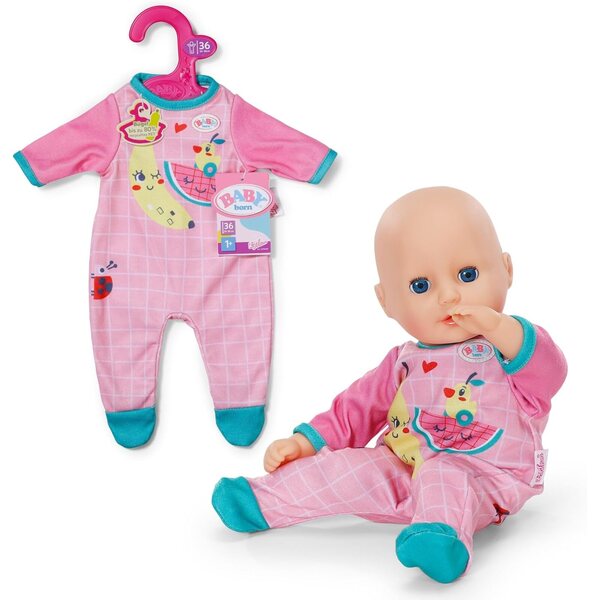 BABY Born tutina rosa con dettagli blu e stampa per bambole da 36 cm - abbigliamento morbido e comodo