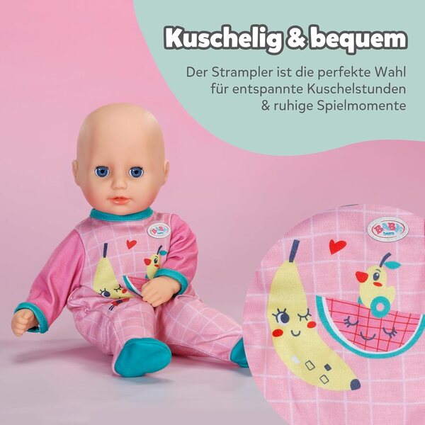 BABY Born tutina rosa con dettagli blu e stampa per bambole da 36 cm - abbigliamento morbido e comodo