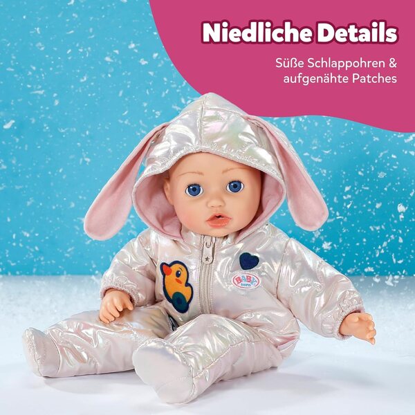 BABY Born Schneeanzug con Orecchie di Coniglio per Bambole da 43 cm - Abbigliamento Invernale per Bambole