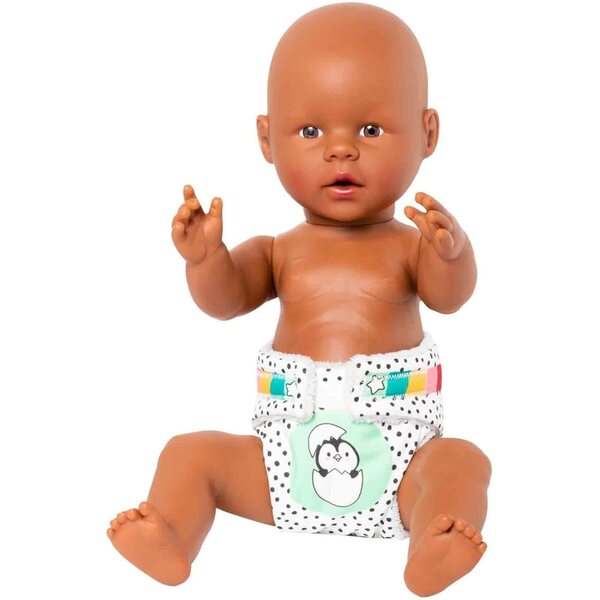 Heless waschbare Windeln für Puppen 35-45 cm Pinguin-Design 2 Stück mit Klettverschluss