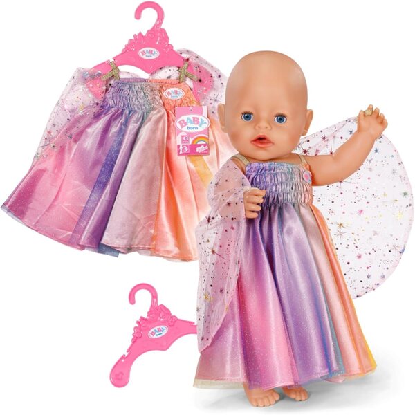 BABY born abito arcobaleno 43cm con ali e glitter per bambole fino a 43 cm