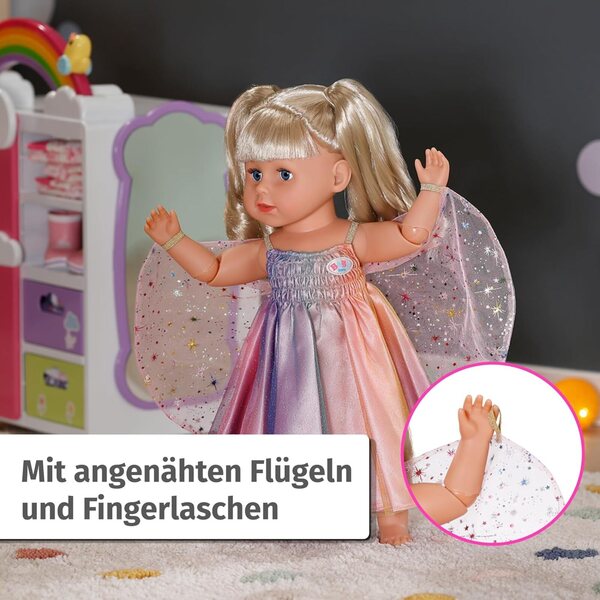 BABY born abito arcobaleno 43cm con ali e glitter per bambole fino a 43 cm
