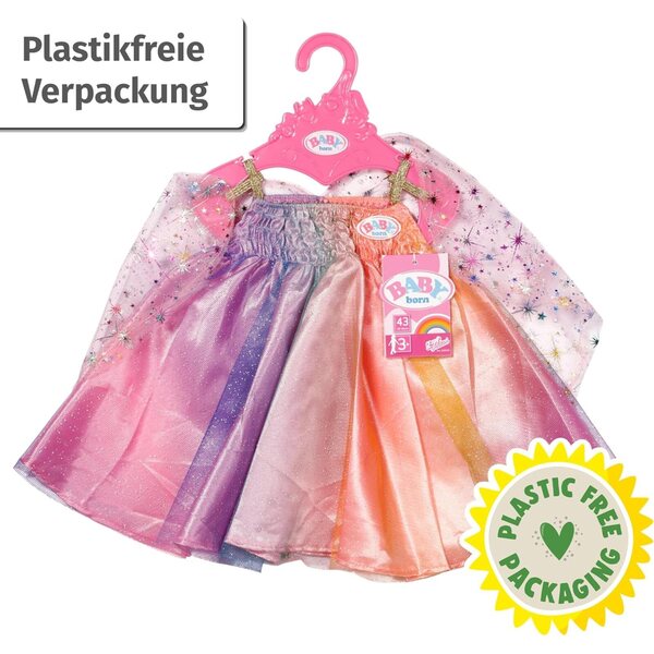 BABY born abito arcobaleno 43cm con ali e glitter per bambole fino a 43 cm