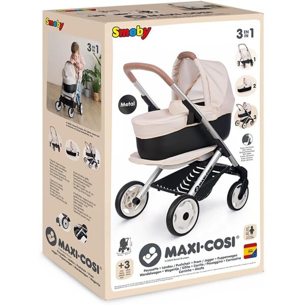 Smoby Maxi-Cosi 3-in-1 passeggino per bambole con navicella e Buggy per Bambole fino a 42 cm