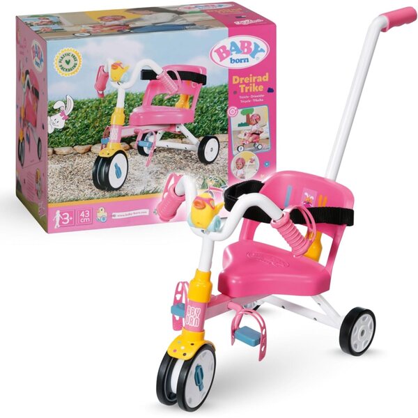 BABY born Dreirad mit Lenker für 36–43 cm große Puppen mit funktionierenden Rädern