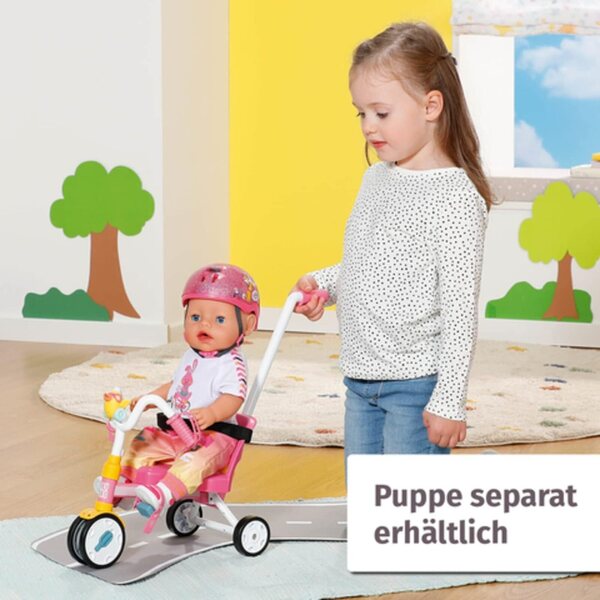 BABY born Dreirad mit Lenker für 36–43 cm große Puppen mit funktionierenden Rädern