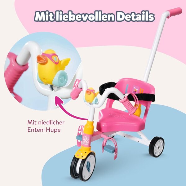 BABY born Dreirad mit Lenker für 36–43 cm große Puppen mit funktionierenden Rädern