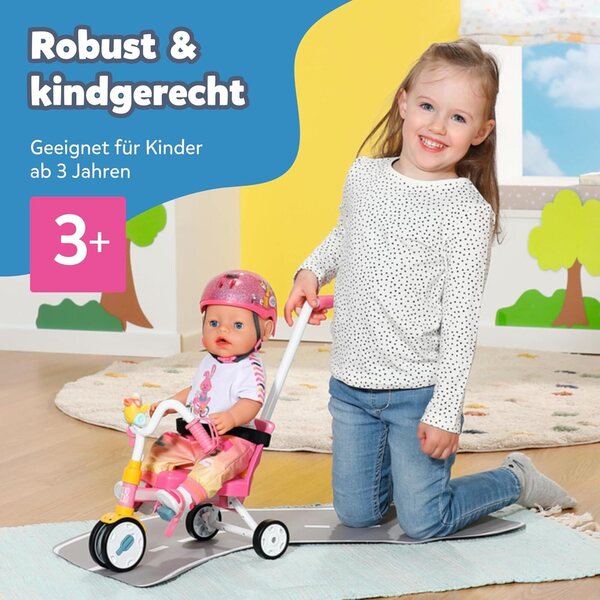 BABY born Dreirad mit Lenker für 36–43 cm große Puppen mit funktionierenden Rädern