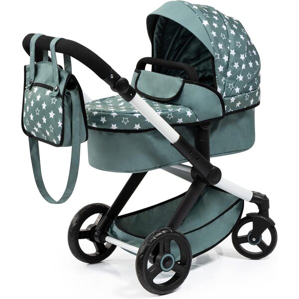 Bayer Design Xeo verstellbarer Puppenwagen mit Tasche und Lenkrollen, Nordic Green