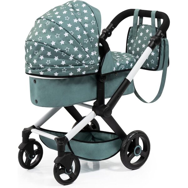 Bayer Design Xeo verstellbarer Puppenwagen mit Tasche und Lenkrollen, Nordic Green